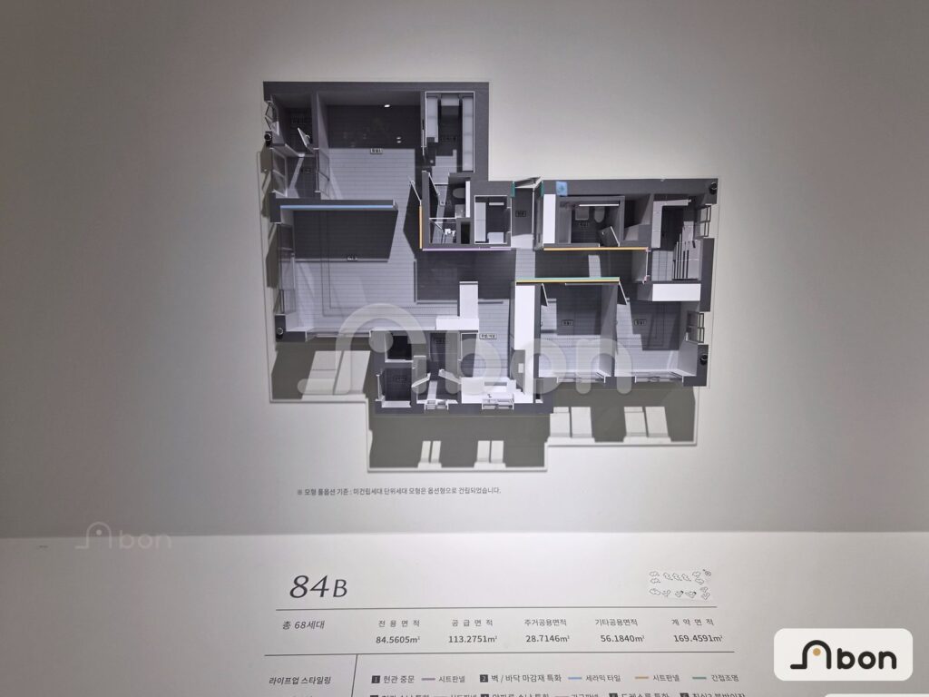 한강 푸르지오 리버프론트 84B 평면 모형 (모델하우스 전시)