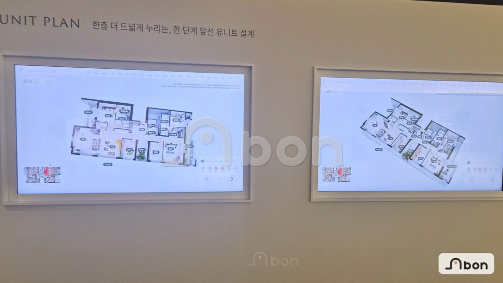한강 푸르지오 리버프론트 모델하우스 평면 안내 화면